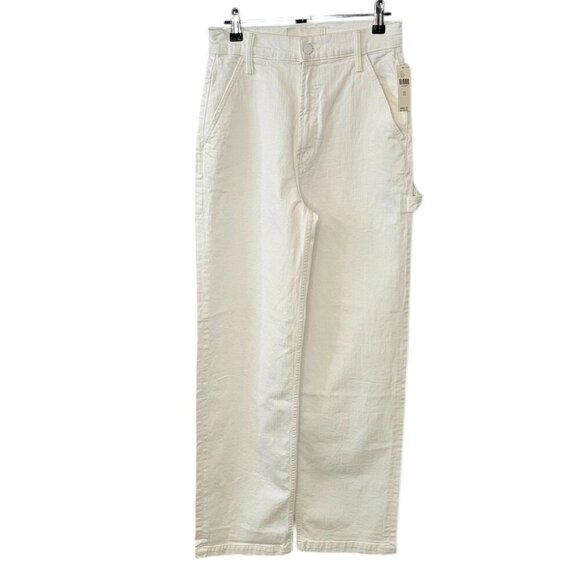 MOTHER The Stud Finder Sneak High-Rise Wide-Leg Jeans, Carpenter, White, 25, NWT - Picture 2 of 14